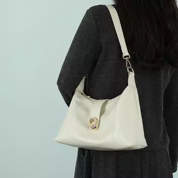 Underarm Bag Women 2025 New Arrival Fancy Summer Commute Easiest for Match One Shoulder Large Capacity Niche Style Texture Crossbody Bag Creamy-white