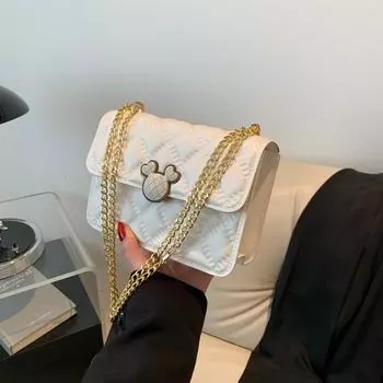 Underarm bag women s 2024 new fashionable retro large-capacity diamond chain beautiful texture shoulder messenger bag tide белый