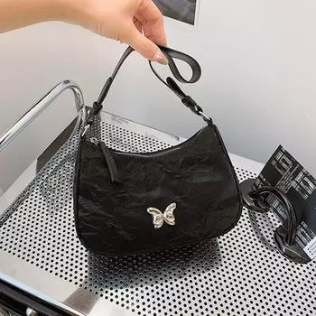Underarm bag women s 2024 new high-end sense of foreign style women s niche design ins fashion shoulder commuter messenger bag чёрный