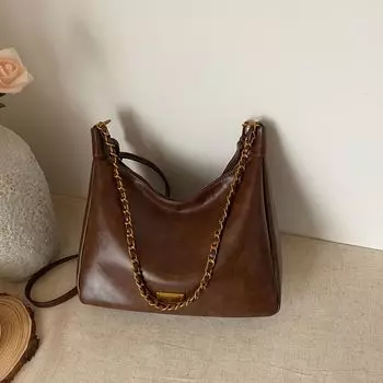 Underarm Bag Women S Trendy Retro Tote Bag Casual Chain Messenger Bag Shoulder Bag светло-коричневого
