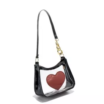 Underarm Daily Travel Handbag PVC Heart Shaped Totes Transparent Shoulder Bag Mobile Phone чёрный