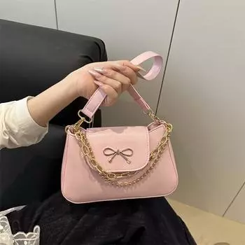 Underarm lady 2025 new bag fashionable shoulder messenger bag chain popular red small square bag серебряный