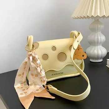 Сумка-сыр для подмышек, женская, осень 2024, новинка, модная корейская сумка на одно плечо, сумка через плечо, маленькая квадратная сумка белый