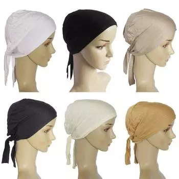 Underscarf Beanie Cap Ladies Solid Islamic Hijab Women s Hijabs Muslim Cap Inner Hijab Caps белый