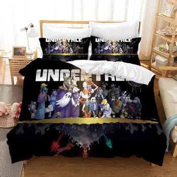 Undertalel 3D Printed Bedding Set 3d Cartoon Duvet Cover Set Pillow Case Twin Full Queen King Size Bed Linen Bed Sets EU single(135x200cm)