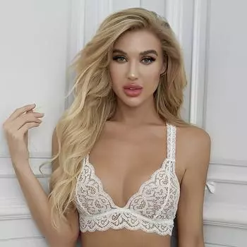 Underwear beauty back single bre white lace bag sexy young woman mold cup bra S чёрный