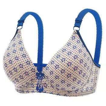 Underwear factory new new printed bra thin mother among the elderly comfortable no steel ring bra 36/80 синий