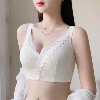 Нижнее белье с полной чашкой, тонкое стальное кольцо с двойной грудью, регулировка против провисания, бюстгальтер большого размера 34/75B чёрный