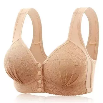Underwear Middle-aged and elderly bra No steel ring Large size fixed cup Front buckle vest Mom bra Cotton 36/80