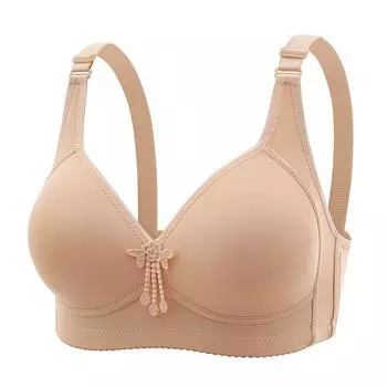 Underwear middle-aged and elderly small breasts mother bra without steel ring gathering thin sponge mother breathable middle-aged women bra women 36/80 [recommended about 55kg]