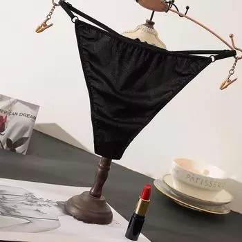 Underwear Thin Sexy Satin Cotton Seamless G-String Satin Panties Sex Thong Briefs M