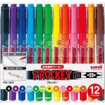 uni Mitsubishi Pencil Water-based Pen Plocky Twin Extra Fine 12 Colors PM120T12CN