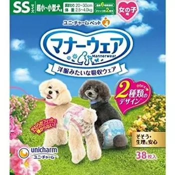 Unicharm как одежда Manners для очень маленьких и маленьких SS розовый синий 38 штук x 2 штуки [Проданный набор] девочки, собаки, размер, лента, лента,