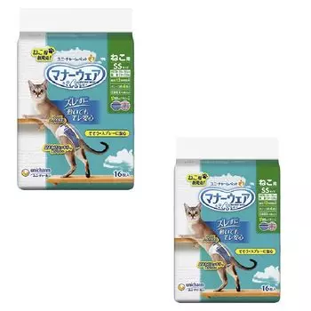 Unicharm Manners Wear для кошек, размер SS, набор из 2 предметов, 16 шт.