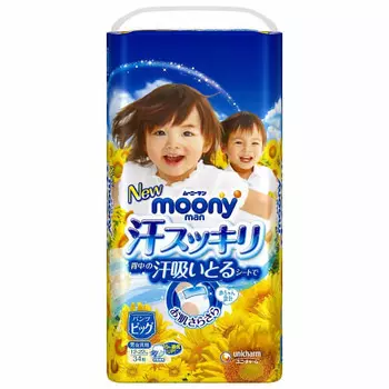 unicharm moonyman освежающие потовые штаны тип унисекс большой размер 34 шт.
