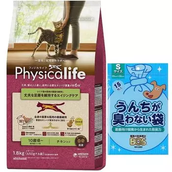 Unicharm Physicalife для пожилых домашних кошек с курицей, набор для с пакетом, который пахнет как BOS 1,8 кг [Оригинальные собаки] [Приходит, не какает]