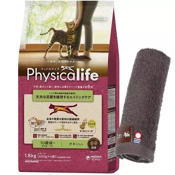 Unicharm Physicalife для пожилых домашних кошек с курицей Имабари Полотенце для рук в подарок для цветных 1,8 кг [Оригинальные собаки] [Полотенце Мокко]