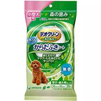 Unicharm [Распродажа комплекта] Салфетки для протирания тела Deoclean для маленьких собак и кошек, без запаха, 28 листов x 2 шт.