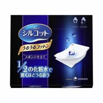 UNICHARM SILCOT SPONGE TOUCH хлопковые паффы, 40 шт