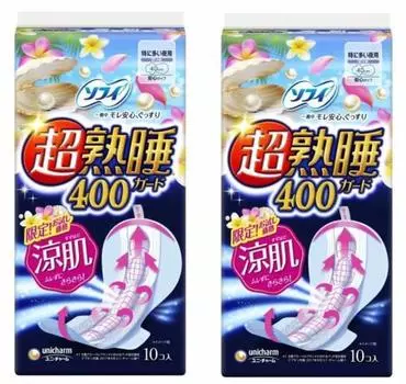 Unicharm Sophie Super Deep Sleep Guard Cool Skin 400 специально для ночей с крыльями безопасный тип пробный 40 см 10 штук гигиенический продукт [оптовая закупка]