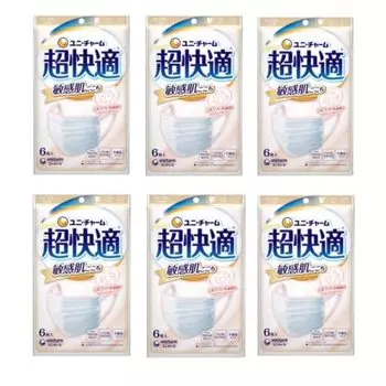 Unicharm Super Comfortable Mask Sensitive Skin Comfort Normal 6 шт. (Набор 6) белый