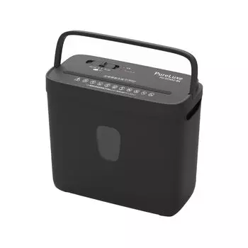 Уничтожитель бумаг Pure Luxe черного цвета для домашнего офиса, перекрестная резка, компактный пылесборник объемом 8 л, светодиодная лампа для кредитных карт, тихий, простой в эксплуатации [отечественный производитель] чёрный