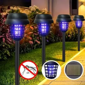 Уничтожители комаров на солнечных батареях с подсветкой, подходящие для использования в помещении и на открытом воздухе в садах и дворах 1pcs