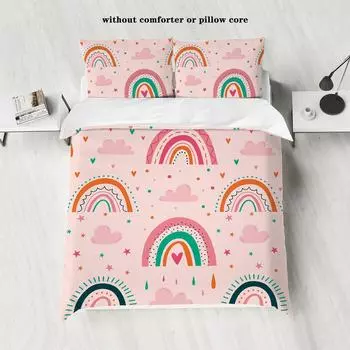 Unicorn Polyester Three-Piece Quilt Cover Sheets Children S Bedding 135x200cm