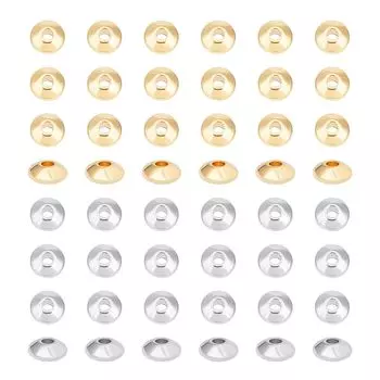 UNICRAFTALE 120 шт. 2 цвета бусины-рондель 6 мм плоские бусины из нержавеющей стали плоские круглые бусины разделительные бусины металлические бусины бусины для браслетов ожерелий