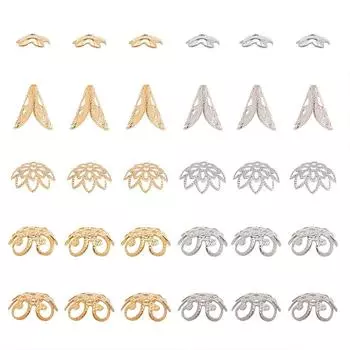 UNICRAFTALE 80 штук 2 цвета 5 типов 304 нержавеющая сталь бусина колпачок колпачок набор бусин лепесток колпачок бусина конус колпачок шайба седло цветка нержавеющая сталь цвет