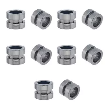 UNICRAFTALE Approximately 10 Pieces Stainless Steel Column Metal Beads 304 Stainless Steel Gunmetal Spacer Beads for DIY Craft Supplies Accessory