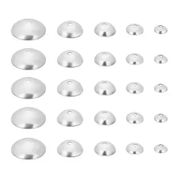 UNICRAFTALE Примерно 250 штук 5 видов колпачков из нержавеющей стали, колпачков, бусин, круглых колпачков, конических колпачков, шайб, посадочных мест для цветов, цветных металлических бусин из нержавеющей стали