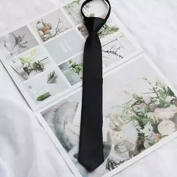 Униформа JK Girls Black Simple On Tie Галстук безопасности Униформа Костюм Галстуки Ленивые Галстуки Похороны Stewa O0K5 black-38*5cm