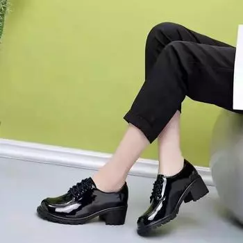 Униформа, маленькая кожаная обувь, женские британские туфли для девочек, японские дикие черные лоферы в стиле ретро, туфли-лодочки на платформе в стиле Лолиты, на низком каблуке 35 чёрный