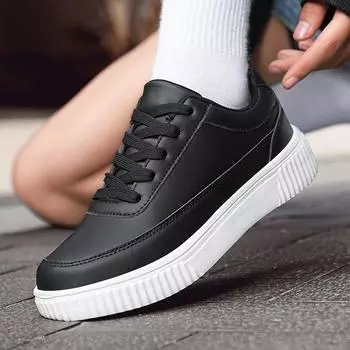 Униформа плоская повседневная обувь для мужчин и женщин 2024 Новые мужские удобные спортивные туфли из искусственной кожи на шнуровке белого цвета из вулканизированной кожи 36 белый