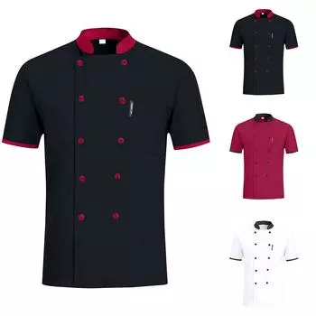 Униформа шеф-повара, летняя рабочая одежда с короткими рукавами для мужчин и женщин в сфере общественного питания, кухни, ресторана, выпечки тортов L чёрный