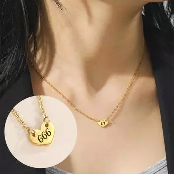 Unift Angel Number Heart Ожерелье Счастливое число 111 222 333 44 555 666 777 888 999 Ожерелье из нержавеющей стали Модные женские ювелирные изделия