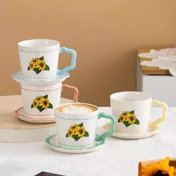 Уникальная и нежная цветная керамическая кружка, чашка для кофе и чая 301-400ml розовый