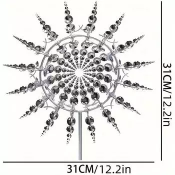 Уникальная и волшебная металлическая ветряная мельница, 3D ветряная кинетическая скульптура, металлическая ветряная вертушка серебряный