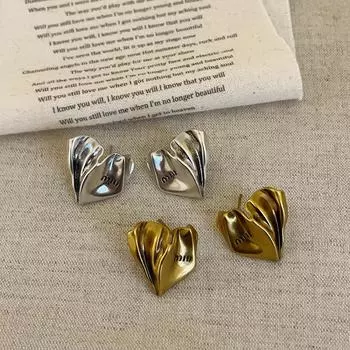 Уникальная индивидуальность, нерегулярные искаженные серьги-гвоздики с надписью «Любовное письмо», женские нишевые модные универсальные серьги с высоким чувством стиля