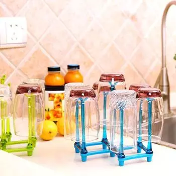Уникальная компактная пластиковая кухонная стойка для хранения стаканов для воды для ресторана, перевернутый держатель для чашек фиолетовый