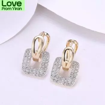 Уникальная квадратная серьга-кольцо для пирсинга Huggie Hoop для женщин, серебро/золото, 2 цвета, круглые серьги, изящные ювелирные изделия золотой