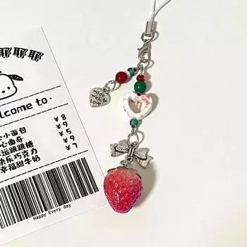 Уникальная сладкая клубника телефонные подвески кулон милый бант сердце бисерный брелок камера школьный портфель украшения аксессуары подарки