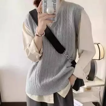 Уникальная вышивка V-образный вырез трикотажный жилет женский свитер весна/осень топ плечо клипса S белый