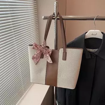 Уникальная женская сумка через плечо, большая вместимость, универсальная сумка-тоут в стиле ретро, большая сумка, контрастная, модная, осенняя, новая