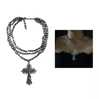 Уникальное черное кулонное украшение на шею, элегантное черное ожерелье с многослойной изящной цепочкой на шею