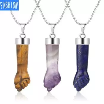 Уникальное европейское и американское персонализированное ожерелье с подвеской из натурального кристалла в виде ладони, оригинальное ожерелье aventurine