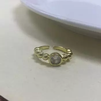 Уникальное геометрическое медное кольцо для женщин с регулируемым размером и цветными цирконами J5120