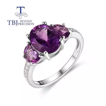 Уникальное кольцо с натуральным африканским аметистом из стерлингового серебра 925 пробы, модный дизайн, женские высокие украшения для повседневной носки us ring size 6# фиолетовый