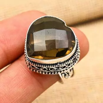 Уникальное кольцо в форме сердца с дымчатым топазом и драгоценным камнем из стерлингового серебра 925 пробы ручной работы на День Благодарения 4 коричневый